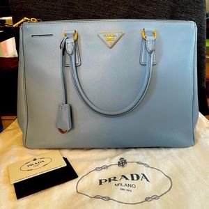 Prada Saffiano in light blue color.